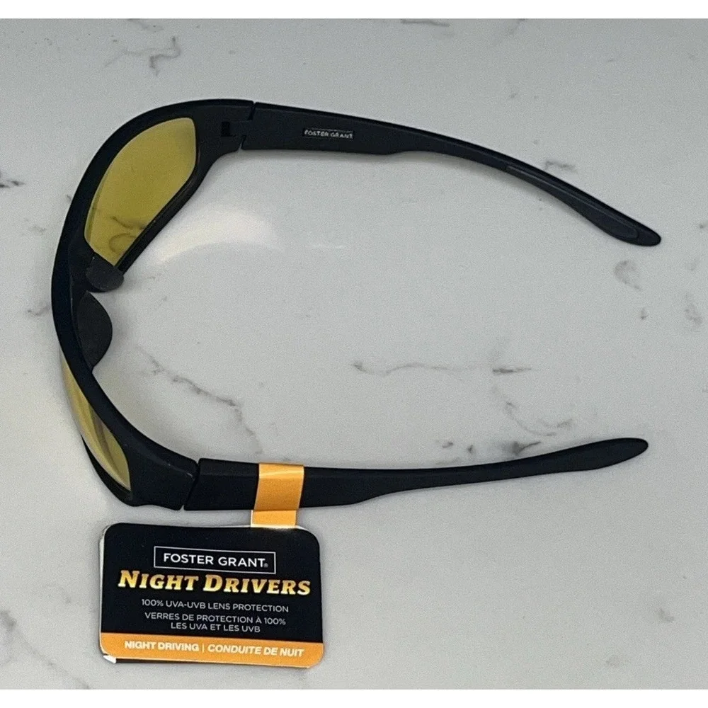 NEW Foster Grant NIGHT DRIVERS Glasses Black Wrap FAST LANE